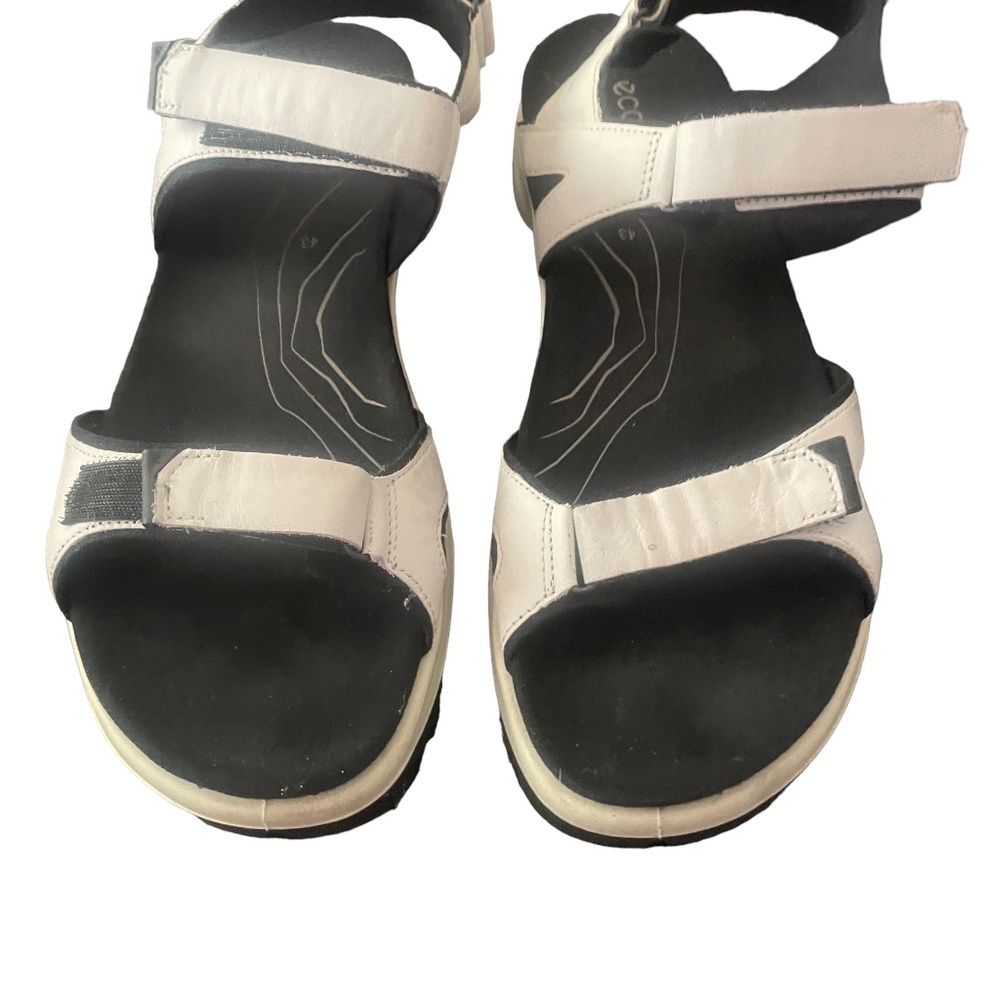 Ecco Sandals 43 Men's Slip On 12-12 1/2 Whtie Hook Loop Fastner - Picture 3 of 9